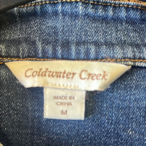 Coldwater Creek Blue Jean Jacket with Mandarin Collar - Picture 2 of 3